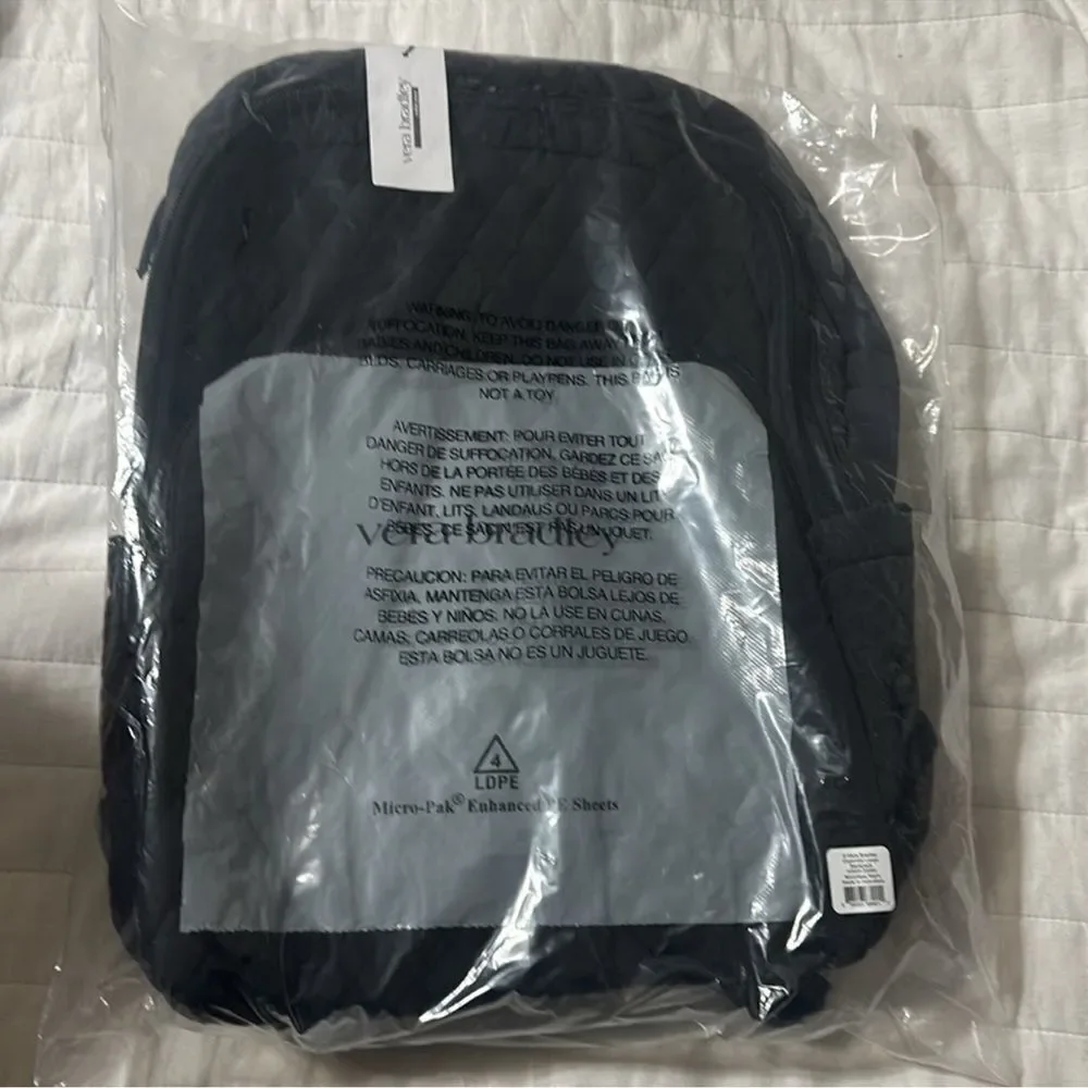 Vera Bradley Black Moonless Night Quilted Polyester Large Laptop Backpack 31 L